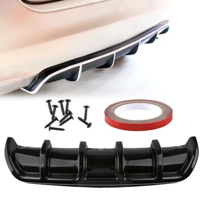 Universal Car Rear Bumper Body Kit Shark Chin Spoiler Diffuser Trim Cover Black Foto 1 de 4