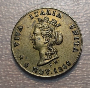 ITALIA REINO MEDALLA UNIDAD ITALIA NOVIEMBRE 1866 VIVA ITALIA UNITA 28mm 3g - Picture 1 of 2