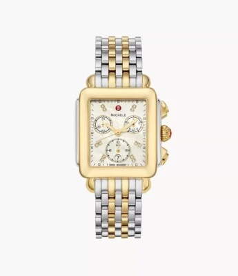 New Michele Deco MOP Diamond Dial Two-Tone Steel Ladies Watch (MWW06A000779) - Image 1 of 4