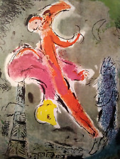 Marc Chagall 1953 Lithograph Print Art Paris Painting Impressionistic Monoprint 