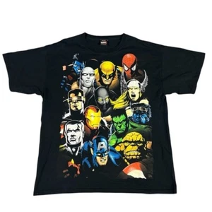 Vintage Y2K Marvel Comics Mad Engine Avengers Graphic Print T-Shirt Black Large - Picture 1 of 5