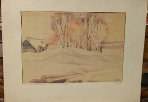 Paul Mayr Aquarell 1942 Sonnenaufgang Trostino Russland Weltkrieg Kriegsmalerei - Bild 1 von 2