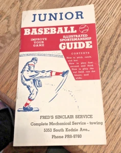 Advertising Pamphlet, Fred’s Sinclair, Junior Baseball Illustrated Guide, 1960 - Picture 1 of 9