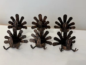 Metal Turkey Figure Tea Light Candle Holders Thanksgiving Fall Decor Set Of 6 - Picture 1 of 16