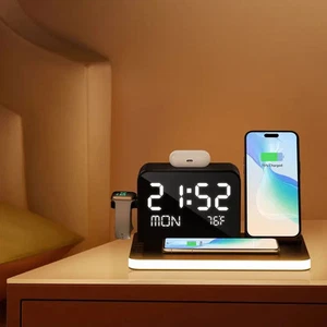7-in-1 Wireless Charging Station Universal Charger Clock - Picture 1 of 6