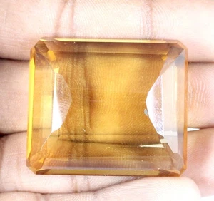 119 kt AGI-zertifizierter gelblich-oranger Citrin Smaragdschliff loser Edelstein T15950 - Bild 1 von 8