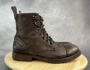 John Fluevog Captoe lace up combat boots brown leather Size Men 9 Women 11 - Picture 1 of 15