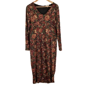 Laura Ashley Langarm-Jerseykleid Mehrfarbig Rosenmuster UK 14 - Bild 1 von 10
