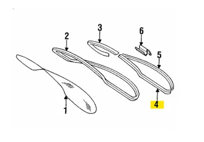 Mercedes-Benz Back Glass LH Side Molding - 201-670-11-22-9074 - For 190D & 190E - Image 1 of 4