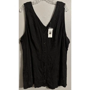TORRID Women’s Plus Size 4X 26 Black Sleeveless Textured Button Up Blouse Top - Picture 1 of 7