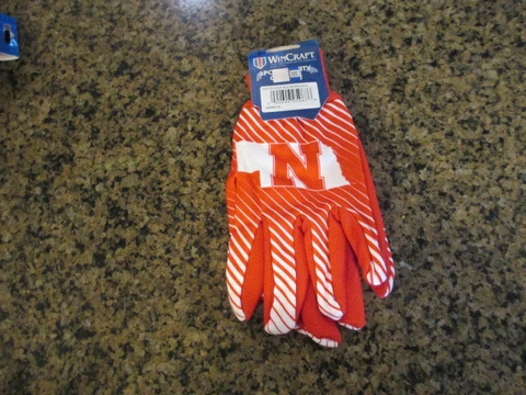 Nebraska Huskers Gloves Work Utility Adult NCAA College Sports Palm Grippers NWT Cover