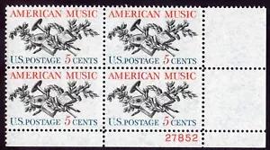 Scott #1252 American Music Plate Block of 4 Stamps - MNH - Picture 1 of 2