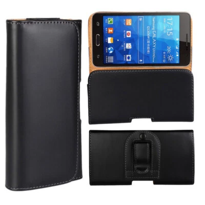 Phone Holster for Men Belt Clip Holder PU Leather Pouch Horizontal in 6.5inches - Image 1 of 4