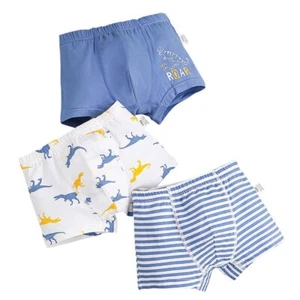 3pcs/lot Boys Print Boxer Briefs Cute Cartoon Dinosaur Striped Print Kids - Picture 1 of 20