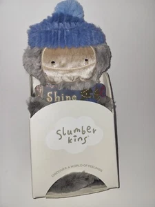 Guanti cappello Slumberkins Bigfoot peluche lucido grigio brillante blu nuovi SIGILLATI - Foto 1 di 2