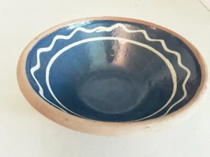Pequeño cuenco de cerámica danés Larsen Uptown Café 1950 Cedar Falls IA 99 de colección azul tostado - Imagen 1 de 9