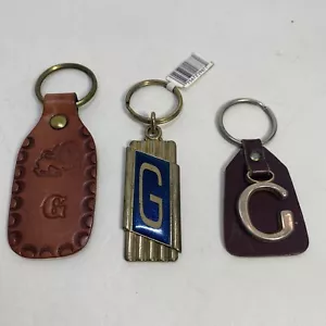 Crownmark And Leather USA Brand Gold toned Monogram Letter Initial G keyring NOS - Picture 1 of 4