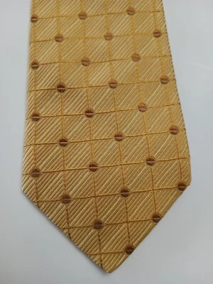 Dormeuil Gold & Brown Matrix Polka Dotted Pattern 59/3.75 Silk Tie - Image 1 of 4