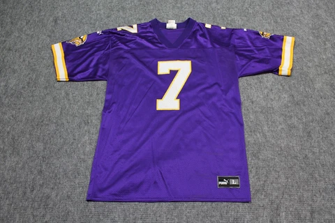 Vintage Randall Cunningham Minnesota Vikings Jersey Mens Purple #7 NFL Football Cover