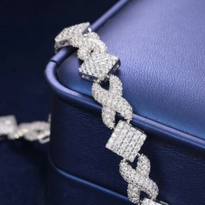 935 Silver With 3.75CT Round Cut White Sapphire Wedding Party Bracelet For Men's - Picture 1 of 7