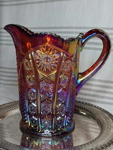 Indiana Ruby Red Sunset Amberina Carnival Glass Heirloom Water Pitcher 7.25" T - Picture 1 of 6