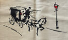 4 nappes en lin scène de rue paris chariot à cheval poussette 4 scènes
