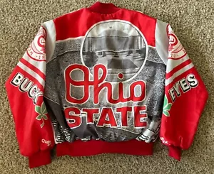 Vintage 80s Ohio State Buckeyes Chalk Line Fanimation Jacket Size Large USA Made - Picture 1 of 7