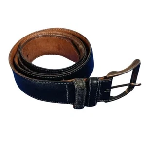 Martin Dingman Genuine Leather Belt Size 44 Black With Bronze Color Buckle - Picture 1 of 12