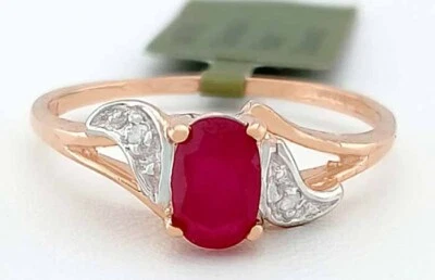 GENUINE 0.65 Cts RUBY & DIAMOND RING 10K ROSE GOLD - Free Certificate Appraisal - Image 1 of 4