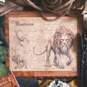Wizarding Trunk Harry Potter Magical Creatures Manticore Infogram Print 2sid NEW - Picture 1 of 3