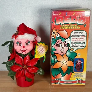 Vintage Christmas TELCO Animated Redd Talking Musical Poinsettia Flower Display - Picture 1 of 6