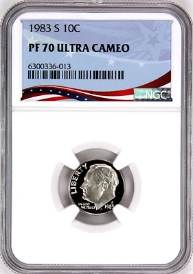1983 S 10C PF 70 Ultra Cameo Roosevelt Proof Dime, NGC * Registry Quality Coin - Image 1 of 4