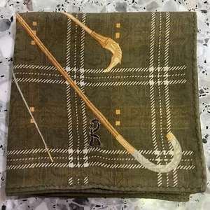 CLASSIC MEN HANKY COTTON GREEN CHECK GOLD WANDS WOOD POCKET SQUARE 19" ART #M48 - Picture 1 of 3