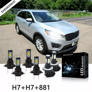 For Hyundai Santa Fe 2007 2008 2017 2018 LED Headlight Fog Light Bulbs White - Picture 1 of 10