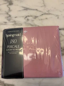 Vintage Springmade 180 Percale Luxury No-Iron Queen fitted sheets- pink new - Picture 1 of 3