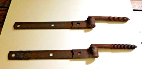 Antique Hand Made Pair of Gate or Barn Door Iron Hinges From New England Cover