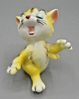 Vintage Minature Yellow Happy Kitty Salt Shaker Striped Tabby Made in Japan 3"