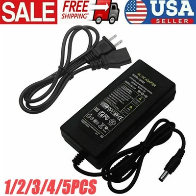 12V 5A 5 AMP 60W DC Power Supply Adapter Transformer LED Strip CCTV PC 5050 USA - Image 1 of 4