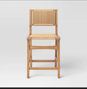 Ceylon Woven Counter Height Sturdy Barstool Rubberwood Frame-NATURAL - Picture 1 of 3