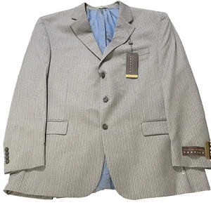 NWT Oscar De La Renta Profile Grey Striped 100% Wool Suit Jacket Only 50R New! - Picture 1 of 12