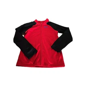 Under Armour Boys Jacket  Red Full Zip Youth Kids Size 7 Red Black Sleeves  - Picture 1 of 9