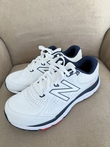 Zapatillas para caminar New Balance talla 12.5 2E anchas blancas índigo natural - Imagen 1 de 8
