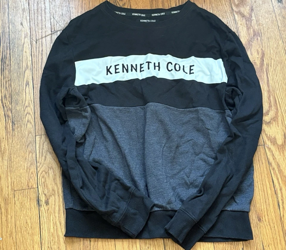 Kenneth Cole свитер мужской размер M черный серый ворота длинным рукавом пуловер - Изображение 1 из 2