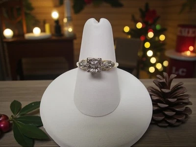 De colección. 14 Kt. Anillo de compromiso de diamantes de oro amarillo y blanco talla 7 (2,04 g) Foto 1 de 4