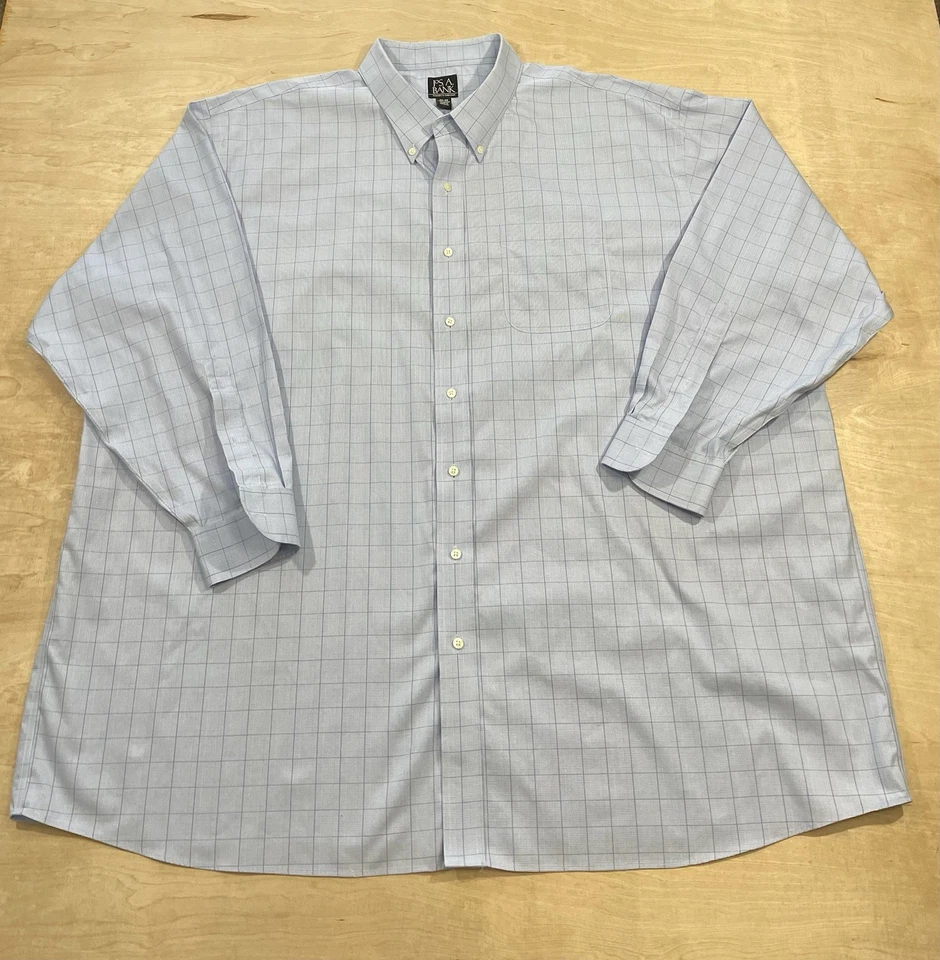 JoS. A. Bank Men's Travelers Coll. Blue Regular Fit Dress Shirt Size 20-35 - Image 1 of 4