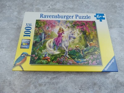Ravensburg Puzzle 100 Piece Colorful Floral Unicorn Fairy Forest Animal Complete - Image 1 of 4