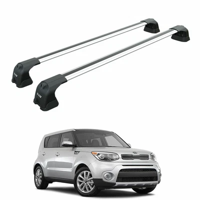 Barras transversales de techo para Kia Soul 2011-2019 punto fijo plateado Foto 1 de 4