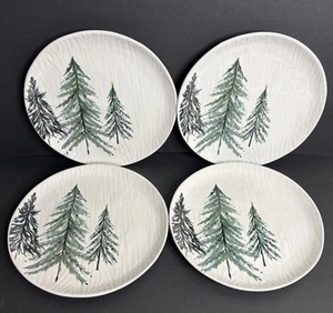 4 Pier 1 All Spruced Up Dinner Plates Christmas Winter Pine Tree 10.75" *READ - Picture 1 of 7
