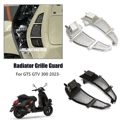 For Vespa GTS300 GTV300 Radiator Guard Grille Cover Protection Black /Silver - Image 1 of 4