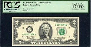 Fr. 1937-C* (C* Block) 2003 $2 Philadelphia Star Note PCGS Superb Gem New 67 PPQ - Picture 1 of 2